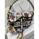 Dior Saddle Bag In White Multicolor Dior Petites Fleurs Embroidery