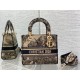 Dior Lady D-Lite Medium Bag In Beige Toile de Jouy Voyage Embroidery