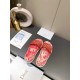 Dior Dway Slides In Red Toile de Jouy Flowers Embroidered Cotton