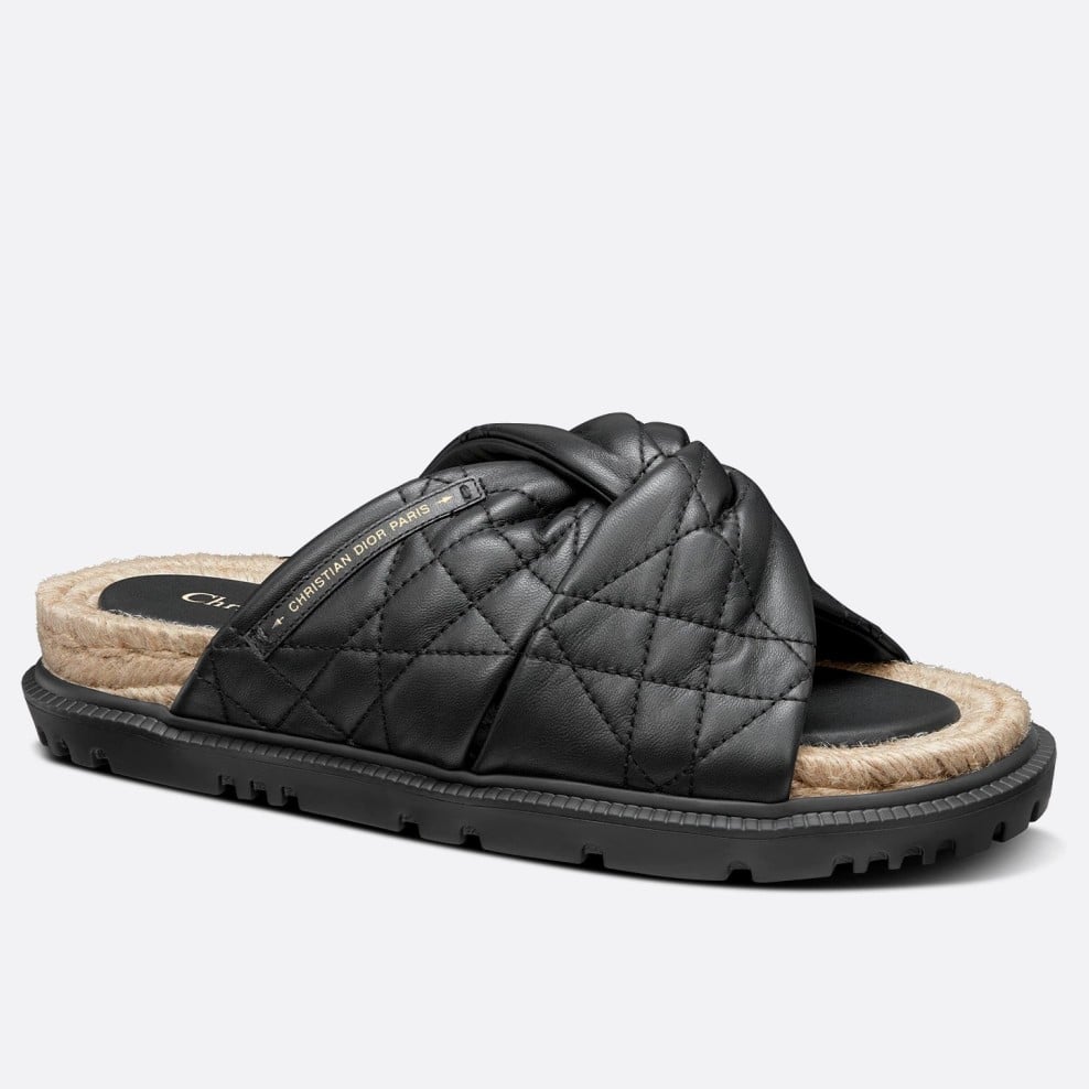 Dior Dtwist Slides In Black Cannage Lambskin