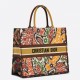 Dior Large Book Tote Bag In Yellow Multicolor Dior Paisley Embroidery