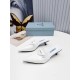 Prada Sabots Mules In White Brushed Leather