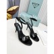 Prada Heel Sandals 85mm In Black Brushed Leather