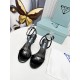 Prada Heel Sandals 85mm In Black Brushed Leather