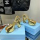 Prada Platform Sandals 135mm In Gold Metallic Leather