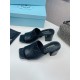 Prada Heeled Slide Sandals 65mm In Black Nappa Leather