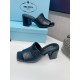 Prada Heeled Slide Sandals 65mm In Black Nappa Leather