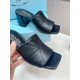 Prada Heeled Slide Sandals 65mm In Black Nappa Leather