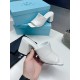 Prada Heeled Slide Sandals 65mm In White Nappa Leather