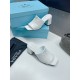 Prada Heeled Slide Sandals 65mm In White Nappa Leather