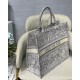 Dior Large Book Tote Bag In Gray Toile de Jouy Reverse Embroidery