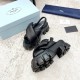 Prada Monolith Padded Sandals In Black Nappa Leather