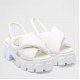 Prada Monolith Padded Sandals In White Nappa Leather