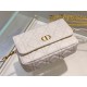 Dior Caro Pouch In White Cannage Calfskin