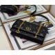 Dior Caro Chain Pouch In Black Cannage Calfskin