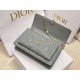 Dior Lady Dior Chain Pouch In Grey Cannage Lambskin