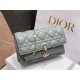 Dior Lady Dior Chain Pouch In Grey Cannage Lambskin