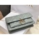 Dior Lady Dior Chain Pouch In Grey Cannage Lambskin