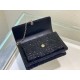 Dior Lady Dior Chain Pouch In Black Patent Calfskin