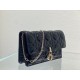 Dior Lady Dior Chain Pouch In Black Patent Calfskin