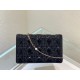 Dior Lady Dior Chain Pouch In Black Patent Calfskin