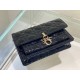 Dior Lady Dior Chain Pouch In Black Patent Calfskin