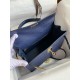 Hermes Kelly Sellier 28 Handmade Bag In Blue Iris Ostrich Leather