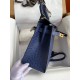 Hermes Kelly Sellier 28 Handmade Bag In Blue Iris Ostrich Leather