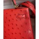 Hermes Kelly Sellier 28 Handmade Bag In Red Ostrich Leather