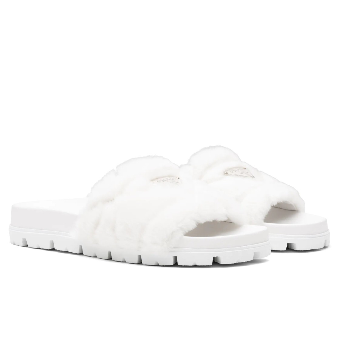 Prada Women's Slides In White Shearling