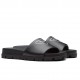 Prada Black Leather Slides with Printed Triangle Logo