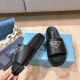 Prada Black Leather Slides with Printed Triangle Logo