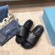 Prada Black Leather Slides with Printed Triangle Logo