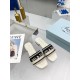 Prada Women's Embroidered Fabric Slides