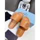 Prada Slides In Brown Soft Padded Nappa Leather