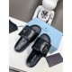 Prada Slides In Black Soft Padded Nappa Leather