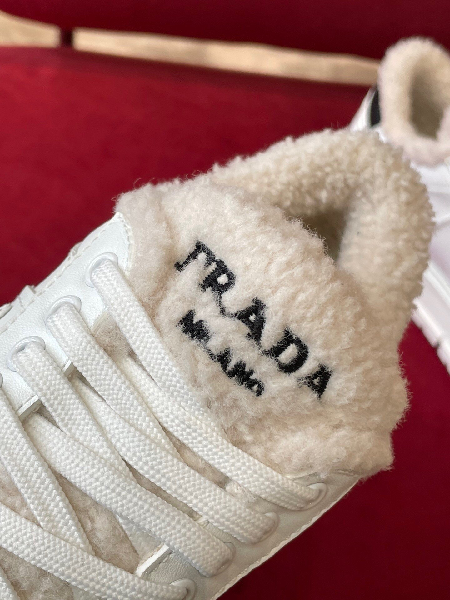 Prada Women's Low-top Sneakers in Leather and Shearling