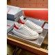 Prada Women's Macro Sneakers In White and Red Leather