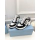 Prada Downtown High-heeled Sneakers in Black and White Leather