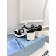 Prada Downtown High-heeled Sneakers in Black and White Leather