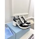 Prada Downtown High-heeled Sneakers in Black and White Leather