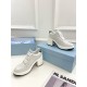 Prada Downtown High-heeled Sneakers In White Leather