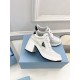 Prada Downtown High-heeled Sneakers In White Leather