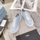 Prada Double Wheel Sneakers In Blue Nylon Gabardine