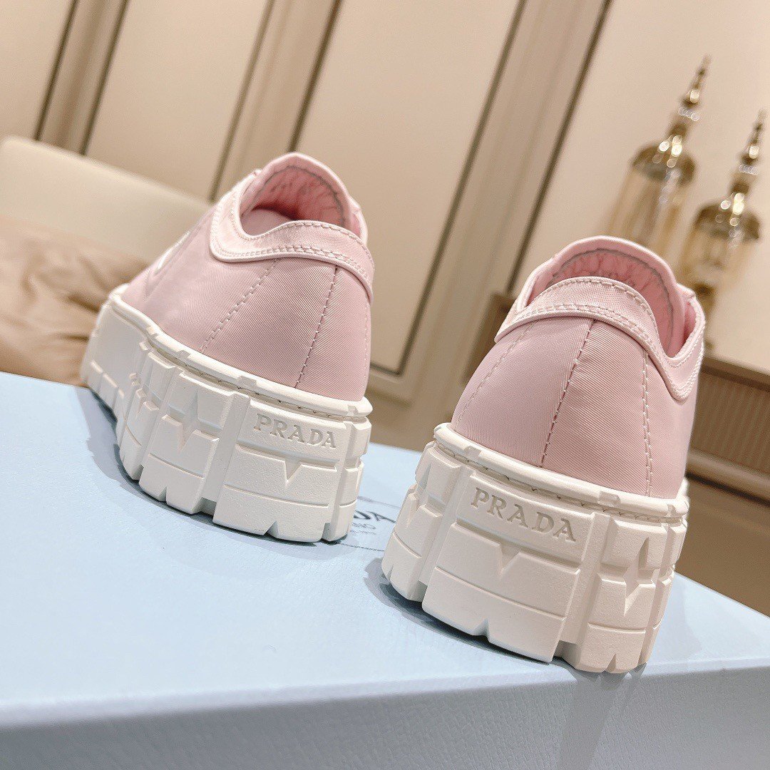 Prada Double Wheel Sneakers In Pink Nylon Gabardine