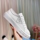 Prada Women's Low-top Sneakers In White Gabardine Fabric