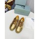 Prada Women's Downtown Sneakers In Gold Metallic Leather