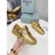 Prada Women's Downtown Sneakers In Gold Metallic Leather