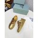 Prada Women's Downtown Sneakers In Gold Metallic Leather