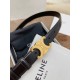 Celine Medium Triomphe Belt 25MM in Black Calfskin